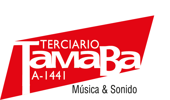Red tilted banner logo with large white 'TamabaBa' text, 'TERCIARIO' above, 'A-144' and 'Musica & Sonido' below.
